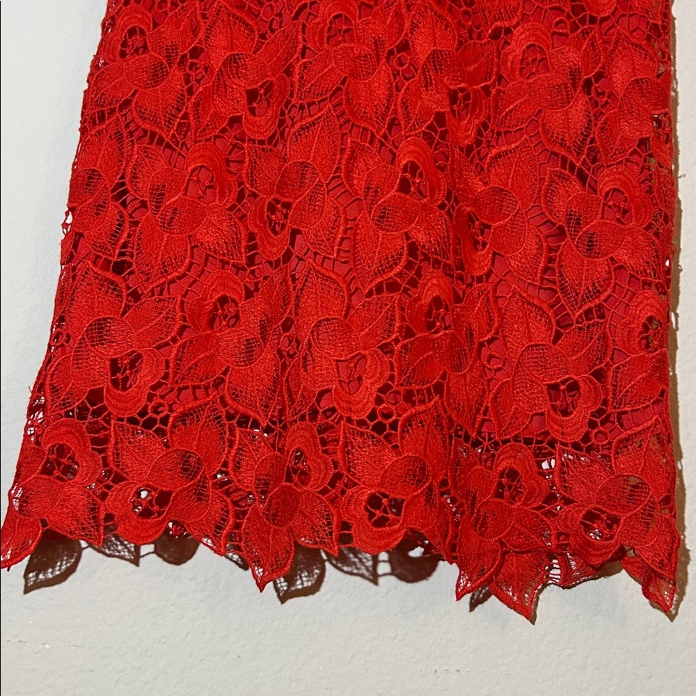 Ann Taylor Vibrant Red Lace Midi Dress - Picture 8 of 15